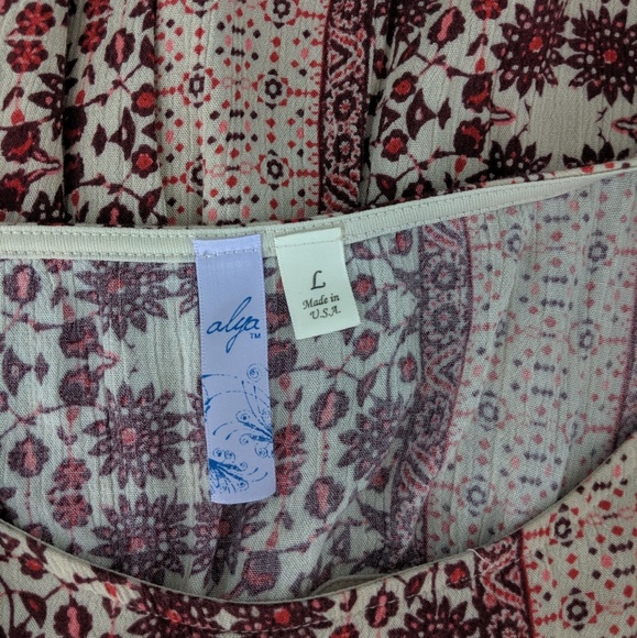 FRANCESCA'S Alya Open Back Boho Printed Top Sz L - Picture 8 of 8